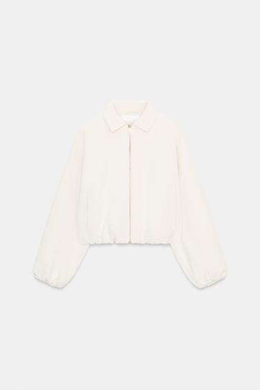 VESTE BALLON ZIPPÉE - Écru de Zara - Image 4