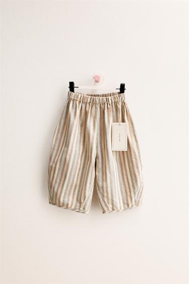 ZARA TIMELESS - STRIPED BALLOON TROUSERS - camel by Zara