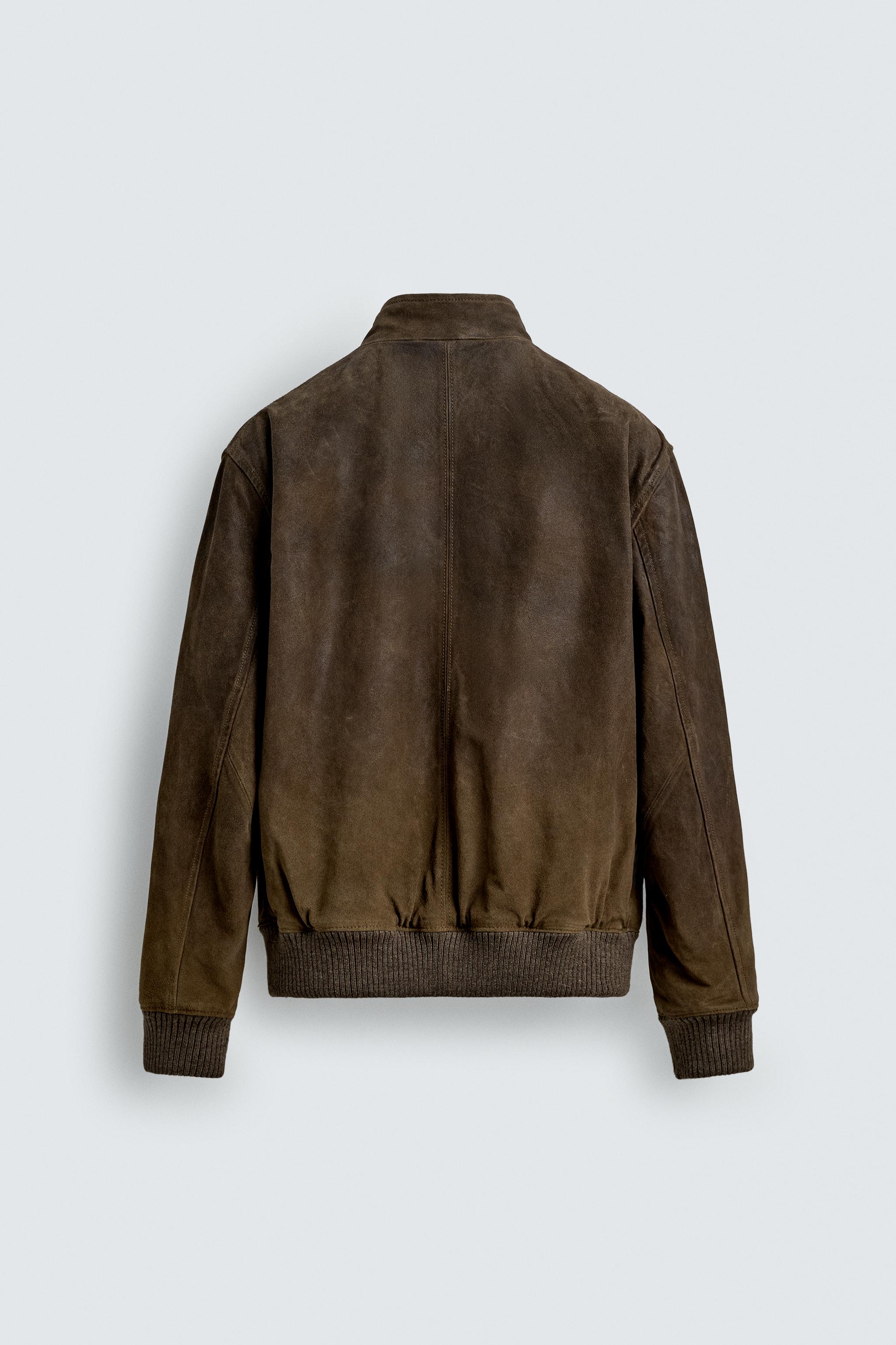 BLOUSON REGULAR FIT CUIR DAIM
