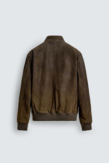 BLOUSON REGULAR FIT CUIR DAIM - Tabac de Zara - Image 7