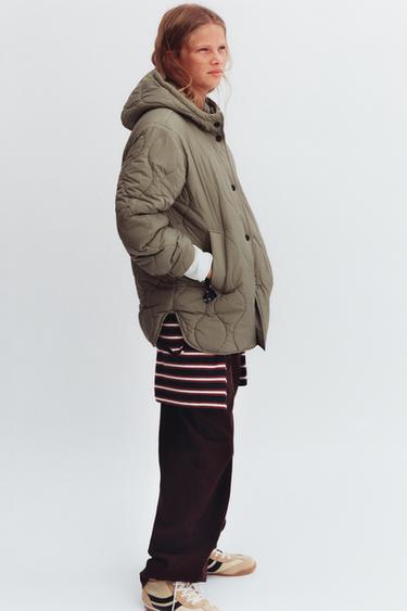 VESTE REMBOURRÉE LONGUE LÉGÈRE - Vert de Zara