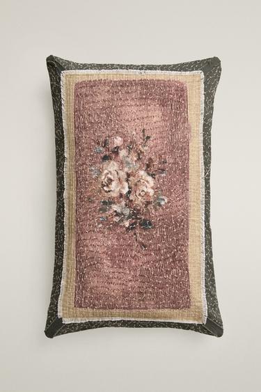 FLORAL APPLIQUÉ CUSHION COVER - Pink by Zara - Image 0