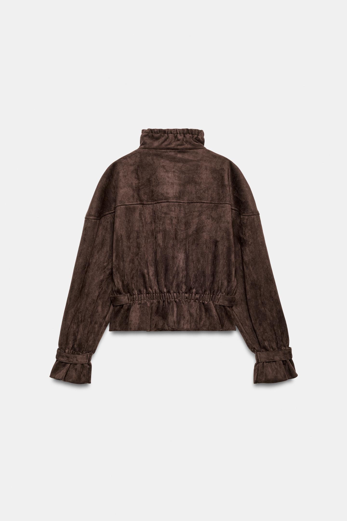 Женская куртка Zara Suede-Effect, цвет: Коричневый — фото 8