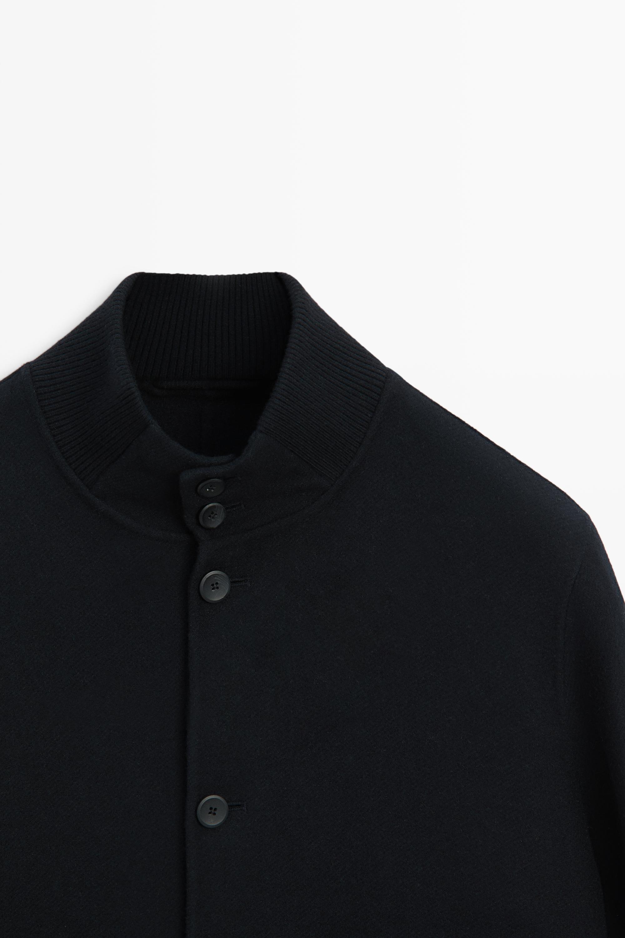 Wool blend pocket detail bomber jacket