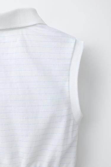 STRIPED CROPPED POLO SHIRT - White by Zara - Image 3
