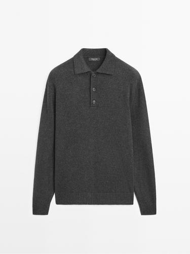 Zara Wool blend knit polo sweater - Anthracite Gray