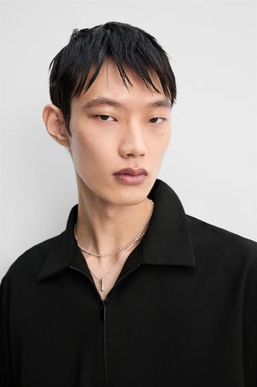 Zara 拉鍊設計舒適馬球衫 - 黑色