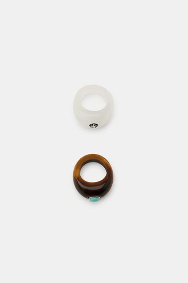 PACK OF 2 STONE AND SHINE RINGS - Multicoloured by Zara