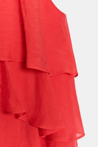 ASYMMETRIC RUFFLE TOP - Red by Zara - Image 5