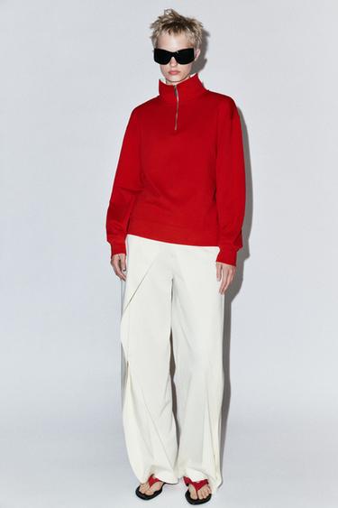 MOLETOM COM ZÍPER - Vermelho da Zara