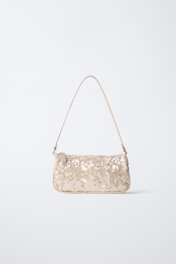 BOLSA SHOULDER LANTEJOULAS - Branco-cru da Zara - Imagem 0