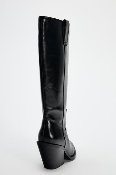 BOTTES À TALONS COW-BOY - Noir de Zara - Image 5