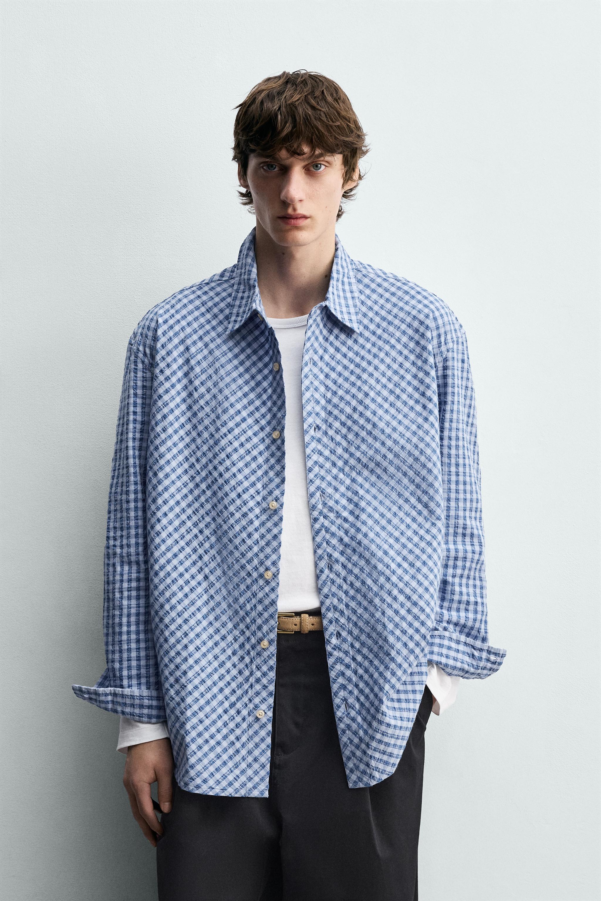 CHEMISE RELAXED FIT À CARREAUX TEXTURÉE