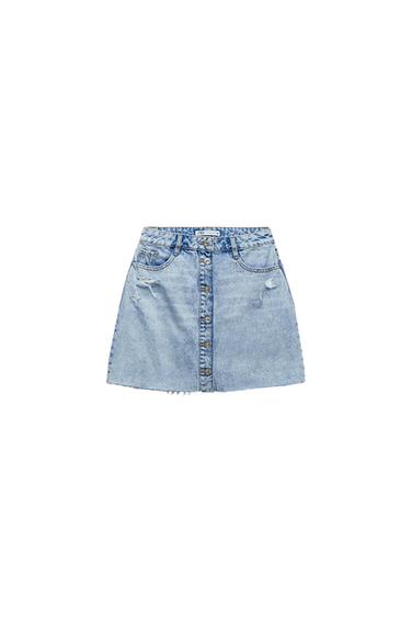 BUTTONED DENIM SKIRT