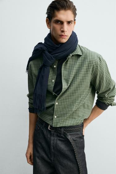 CHEMISE REGULAR FIT À CARREAUX - Vert moyen de Zara - Image 5