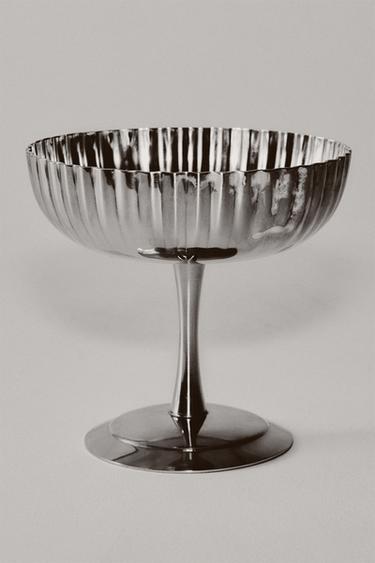 SCALLOPED METAL WINE GLASS - Steel by Zara