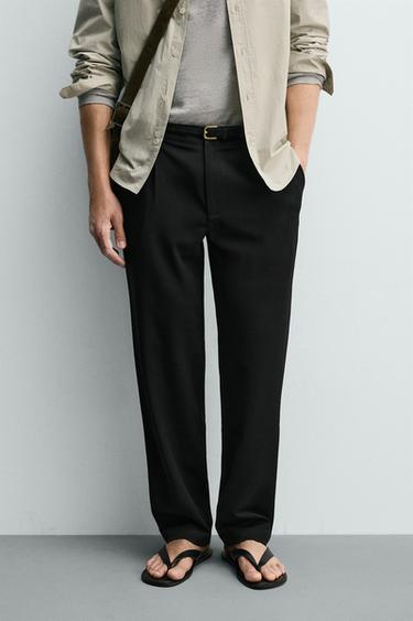 COMFORT STRAIGHT-LEG TROUSERS - Black by Zara