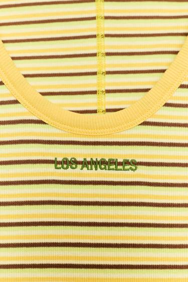 STRIPED TOP WITH CONTRAST TEXT - Blue/White by Zara - Image 5