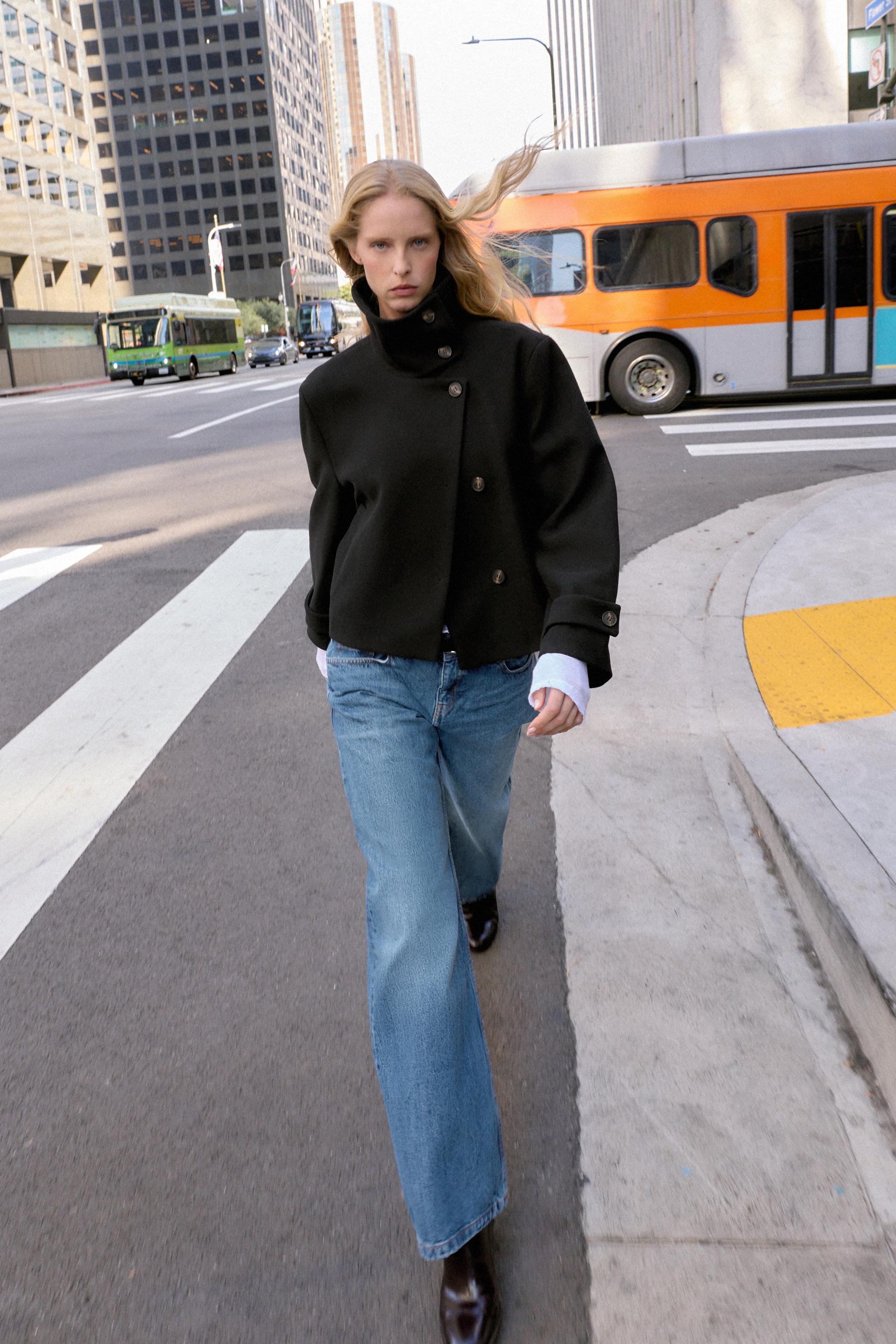 ショートハイネックコート - ブラック | ZARA Japan / 日本