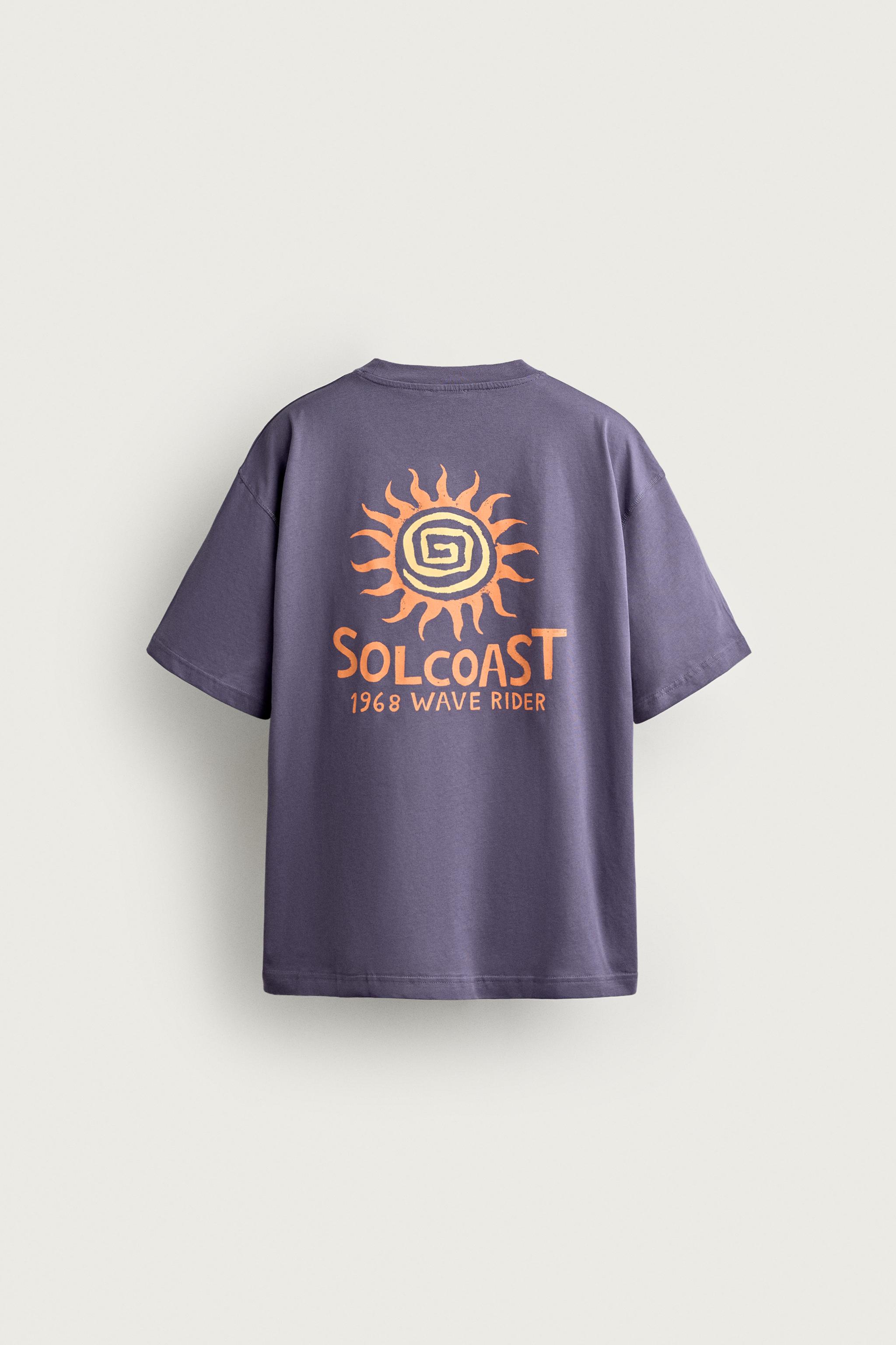 Zara KONTRAST BASKILI RELAXED FİT T-SHIRT görsel 7