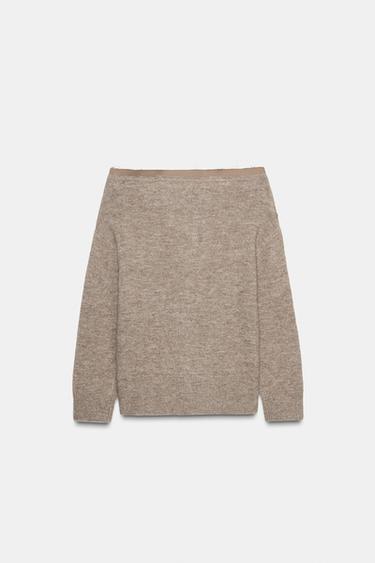 BOAT NECK CARDIGAN - Mink by Zara - Image 4