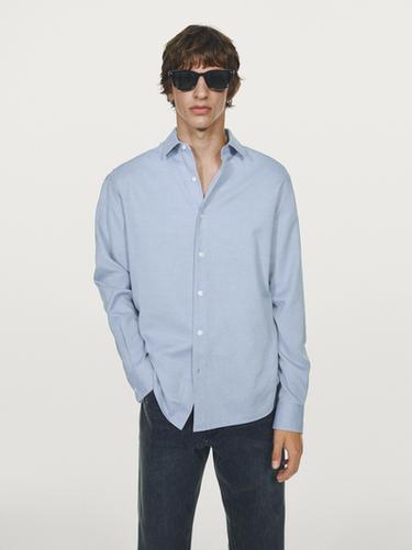 Chemise twill regular fit - Bleu de Zara