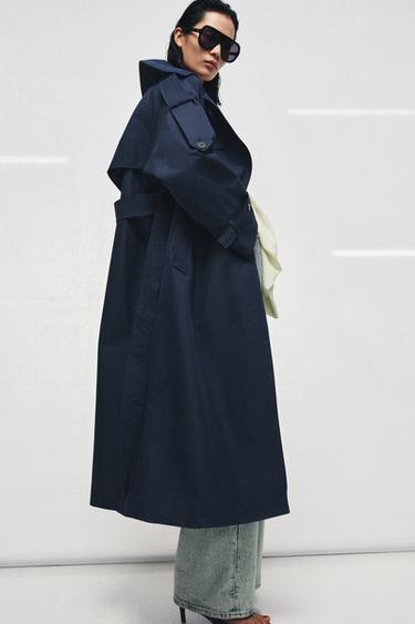 TRENCH OVERSIZE À CEINTURE ZW COLLECTION - Bleu de Zara - Image 2