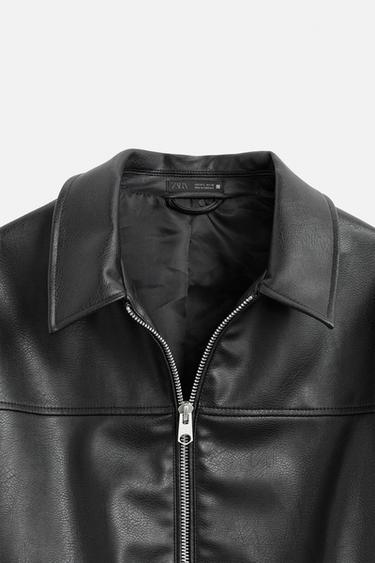 LEATHER EFFECT JACKET - Black by Zara - Image 8