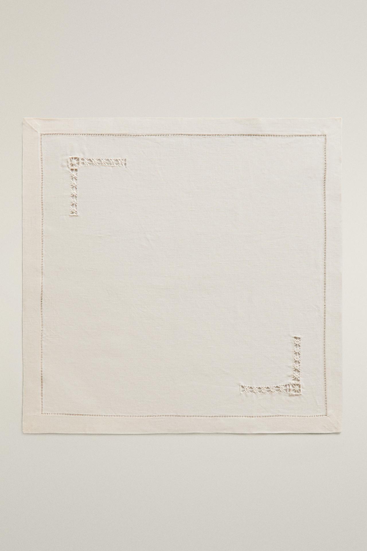HEMSTITCHED LINEN NAPKIN PACK (PACK OF 2) — Ecru