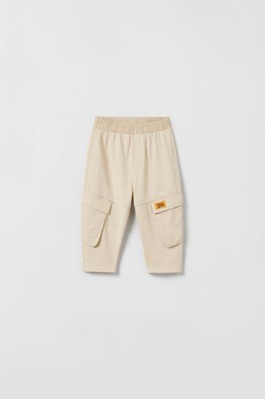 PANTALÓN FELPA CARGO COMBINADO - Beige claro de Zara