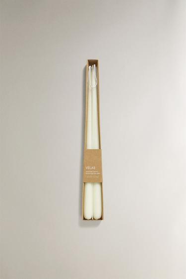 LONG DECORATIVE CANDLE (PACK OF 2) - White by Zara - Image 4
