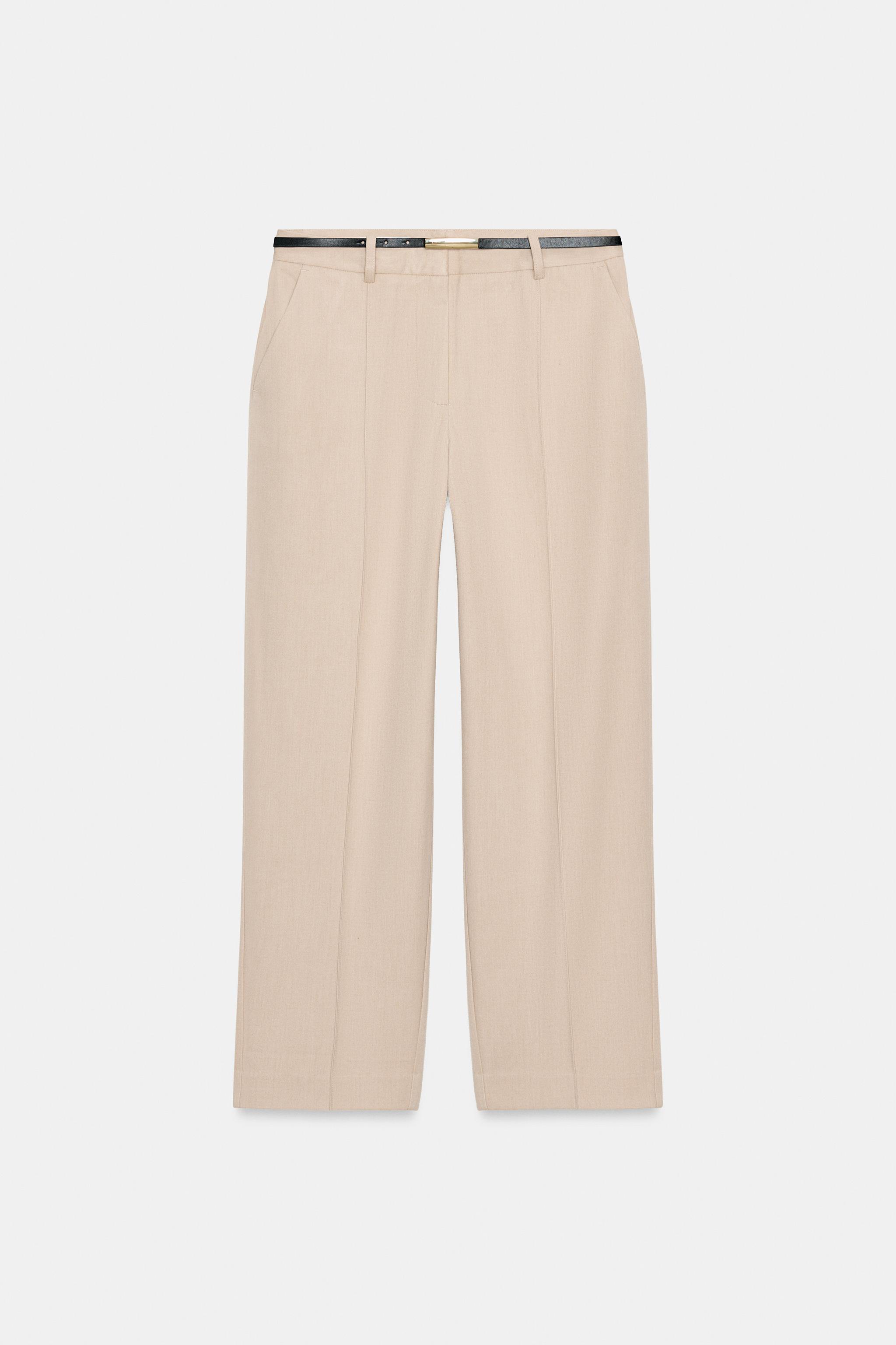 PANTALON DROIT À CEINTURE