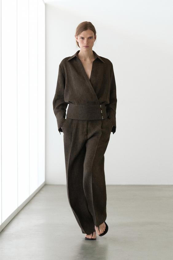 Total look melange linen darted trousers from Zara - $200