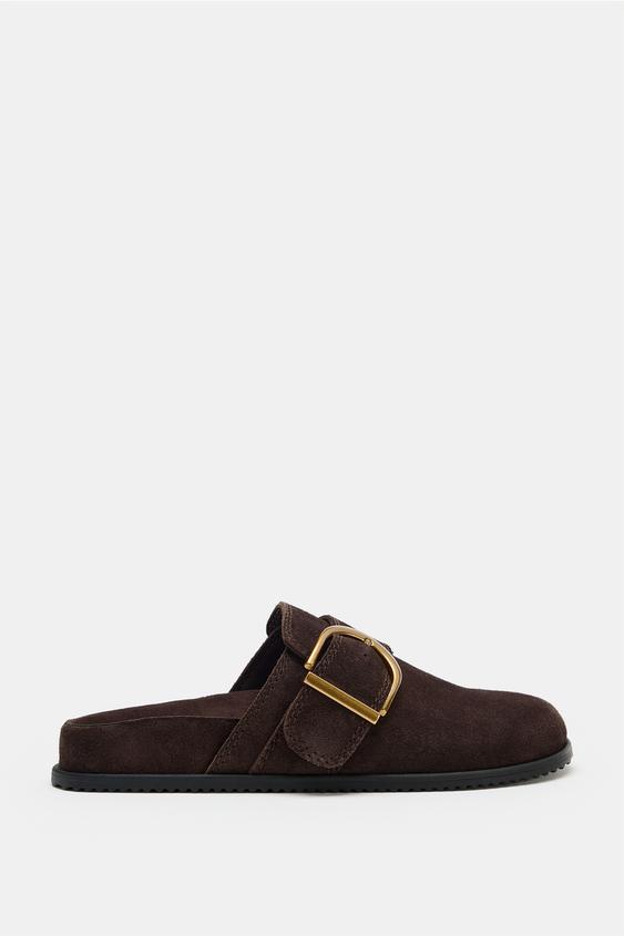 ZUECO SERRAJE HEBILLA METÁLICA - Marrón Chocolate de Zara - Imagen 0