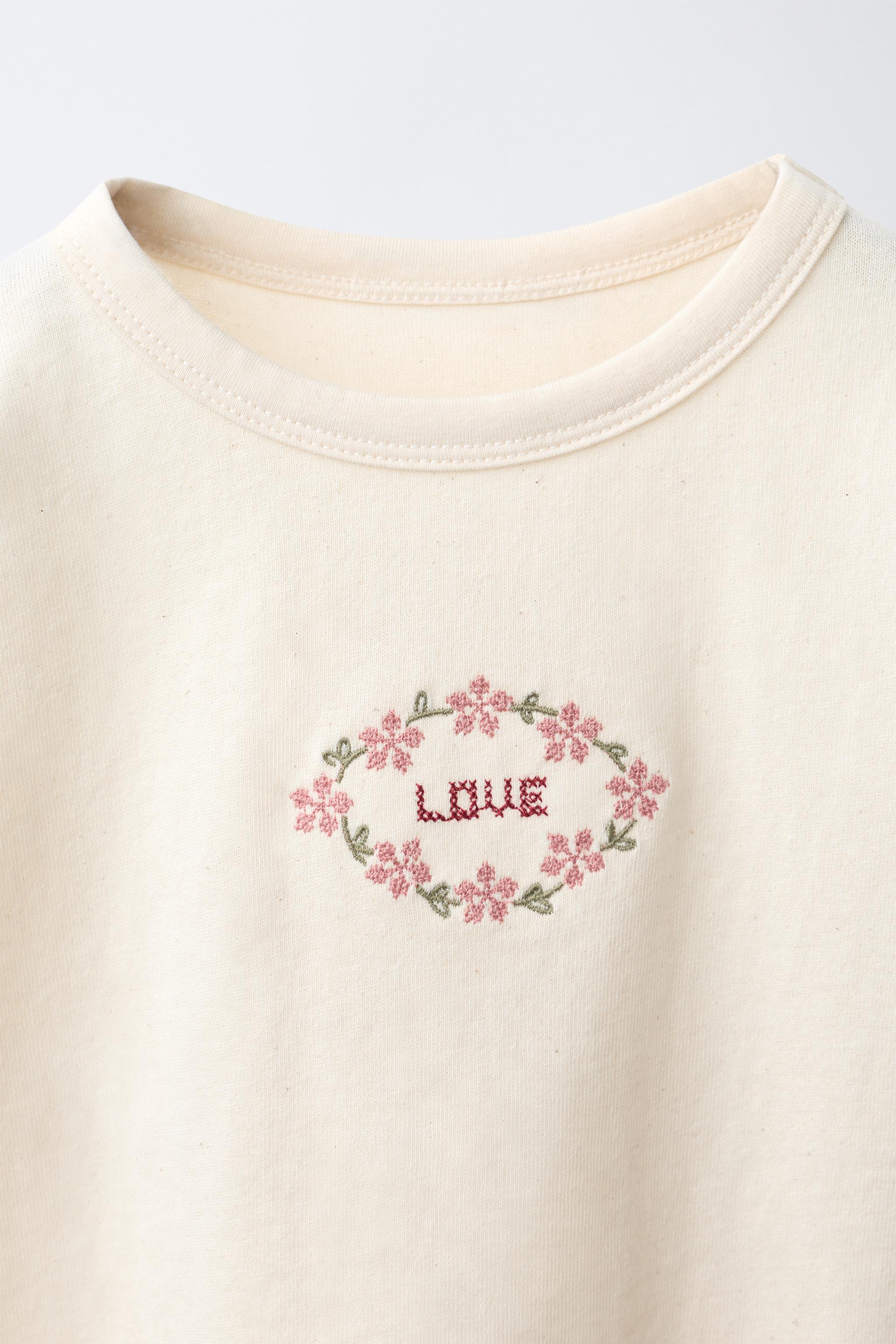 Детские футболки Zara CROSS-STITCH EMBROIDERED T-SHIRT — фото 3