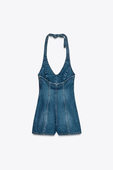 COMBINAISON EN DENIM TRF HALTER - Bleu de Zara - Image 5