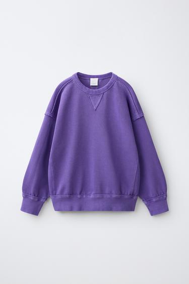PLAIN SWEATSHIRT WITH SEAMS - Lilac by Zara