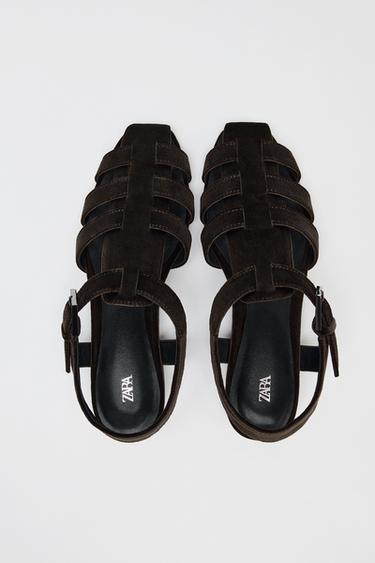 VELVET-EFFECT CAGE SANDALS - Brown by Zara - Image 5