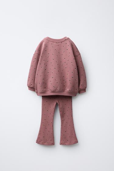 Zara FLORAL SWEATSHIRT AND LEGGINGS SET - Pink