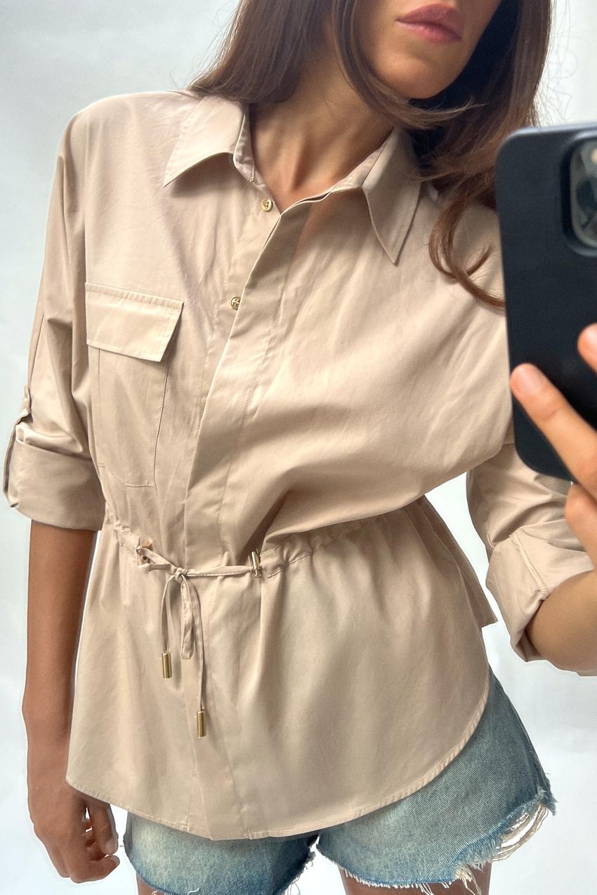 POPLIN SAFARI SHIRT - Light camel | ZARA United States