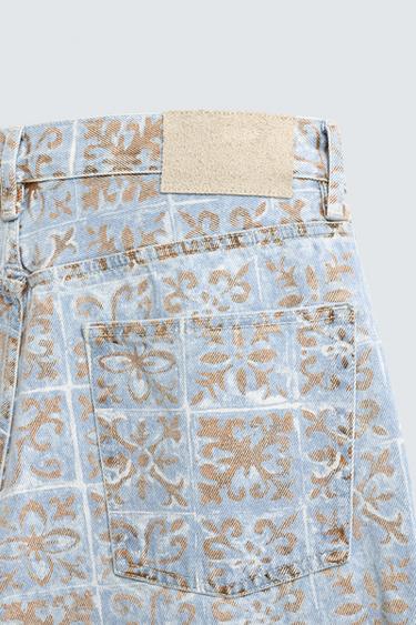 GEOMETRIC PRINT RELAXED FIT JEANS - Light blue by Zara - Image 9