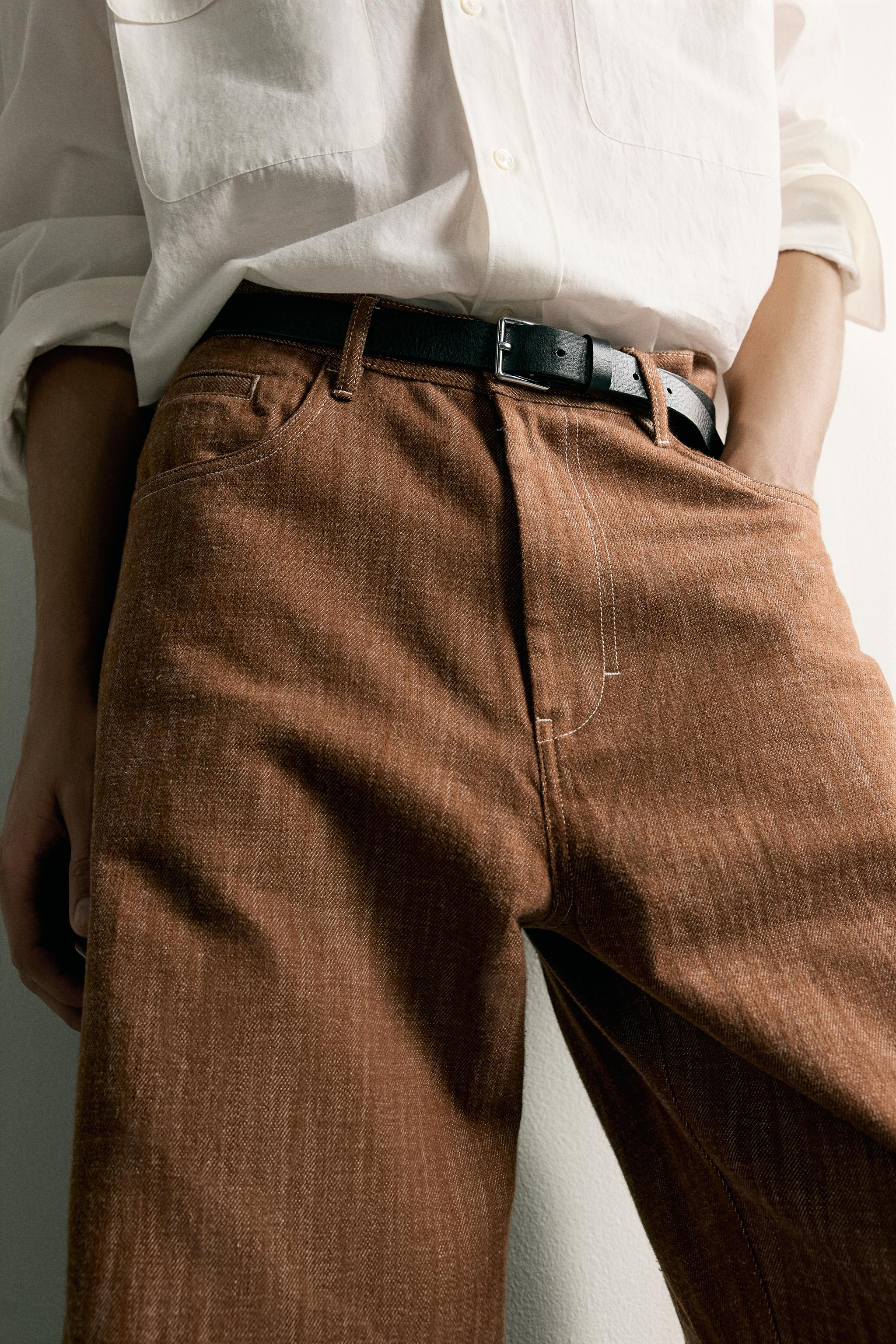 Мужские брюки Zara RELAXED FIT TOPSTITCHED PANTS — фото 6
