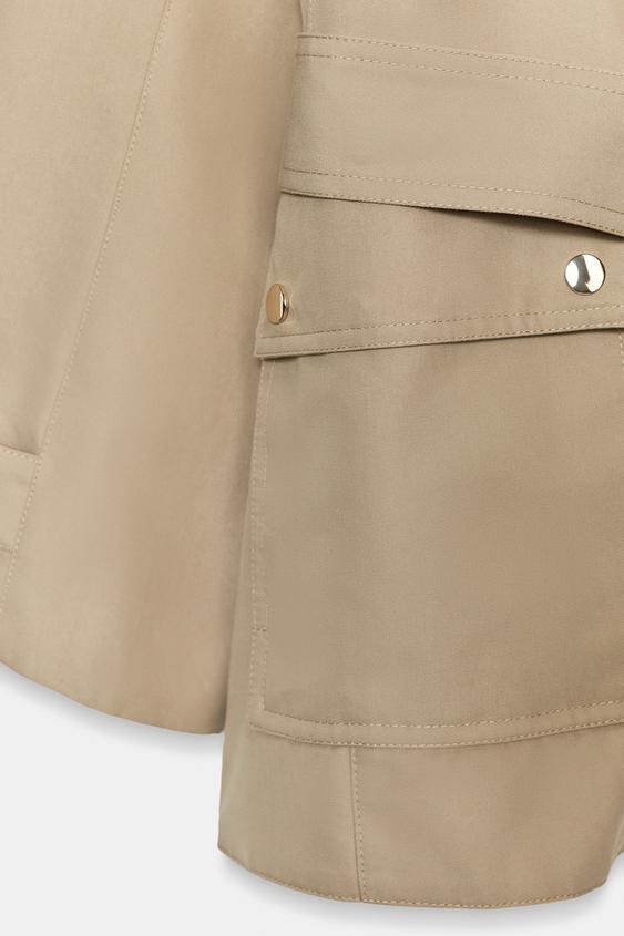GABARDINE COL MONTANT CEINTURE - Marron clair de Zara - Image 8