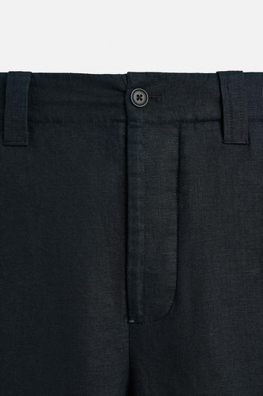 STRAIGHT FIT HOSE AUS 100 % LEINEN - Dunkles Marineblau von Zara
