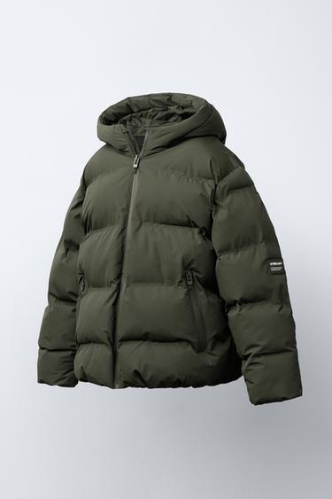 WATER-REPELLENT LABELLED PADDED COAT - Light khaki by Zara