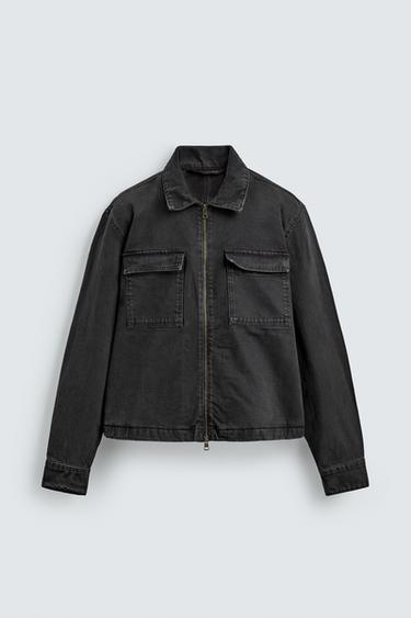 CROPPED FIT ZIP-UP JACKET - Black by Zara