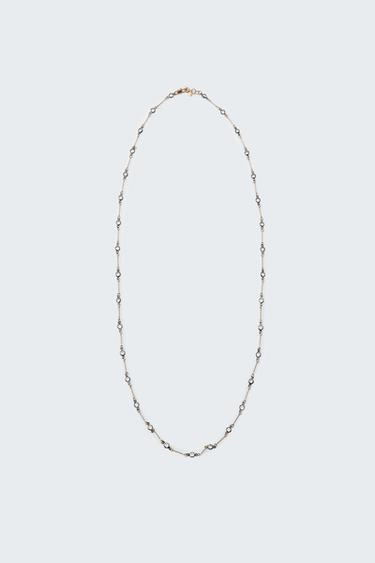 COLLIER MÉTALLIQUE CRISTAUX - Doré de Zara