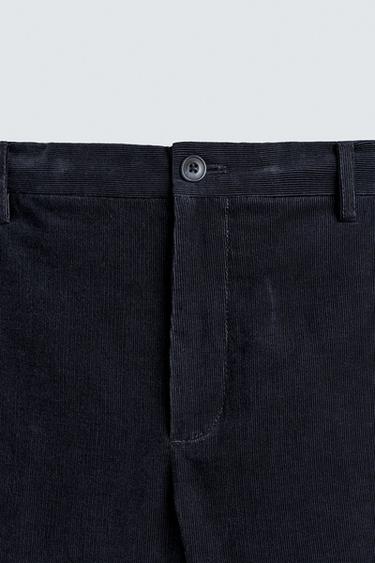 PANTALON REGULAR FIT EN VELOURS CÔTELÉ LÉGER - Bleu de Zara - Image 8