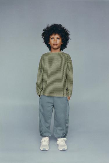 STRIPED LOGO T-SHIRT - Green by Zara