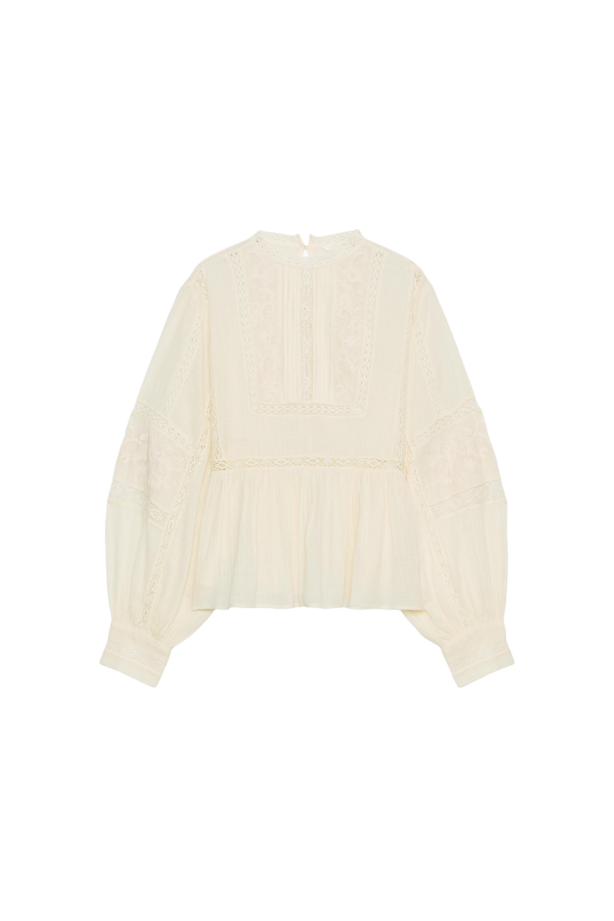 CAMISA BORDADA COM ENTREMEIOS ZW COLLECTION - Cru | ZARA Brasil